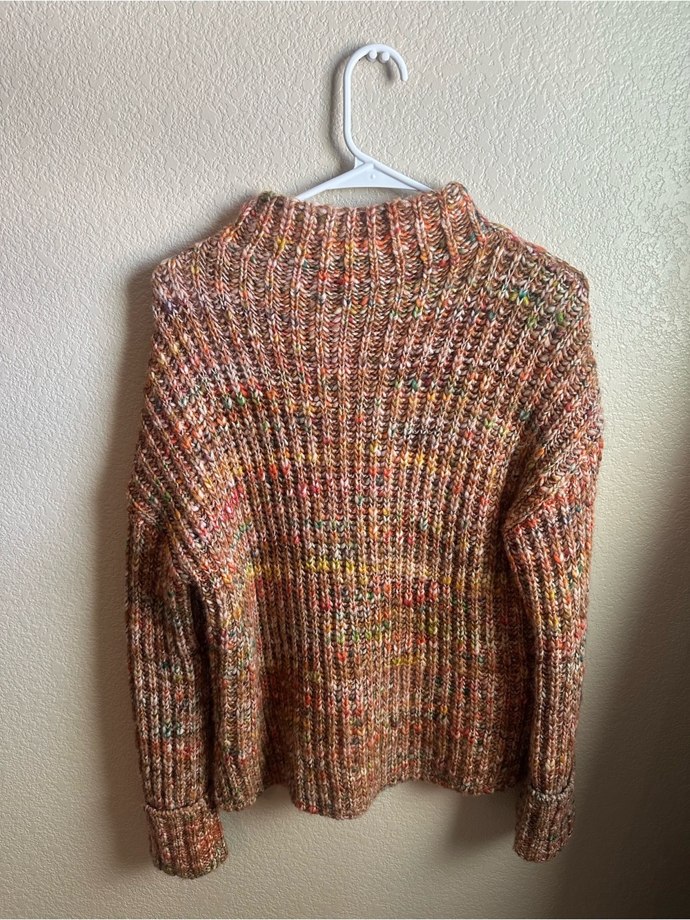 Madewell Multicolor Speckled Ribbed Turtleneck Sweater - Peachy Tones